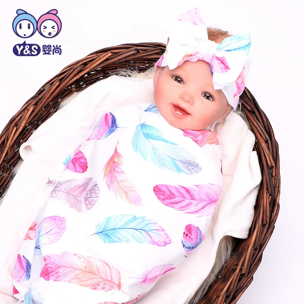 

Wisbibi 2Pcs/Set ! Newborn Fashion Baby Swaddle Blanket Baby Sleeping Swaddle Fashion Wrap Headband Swaddled Set Floral Baby