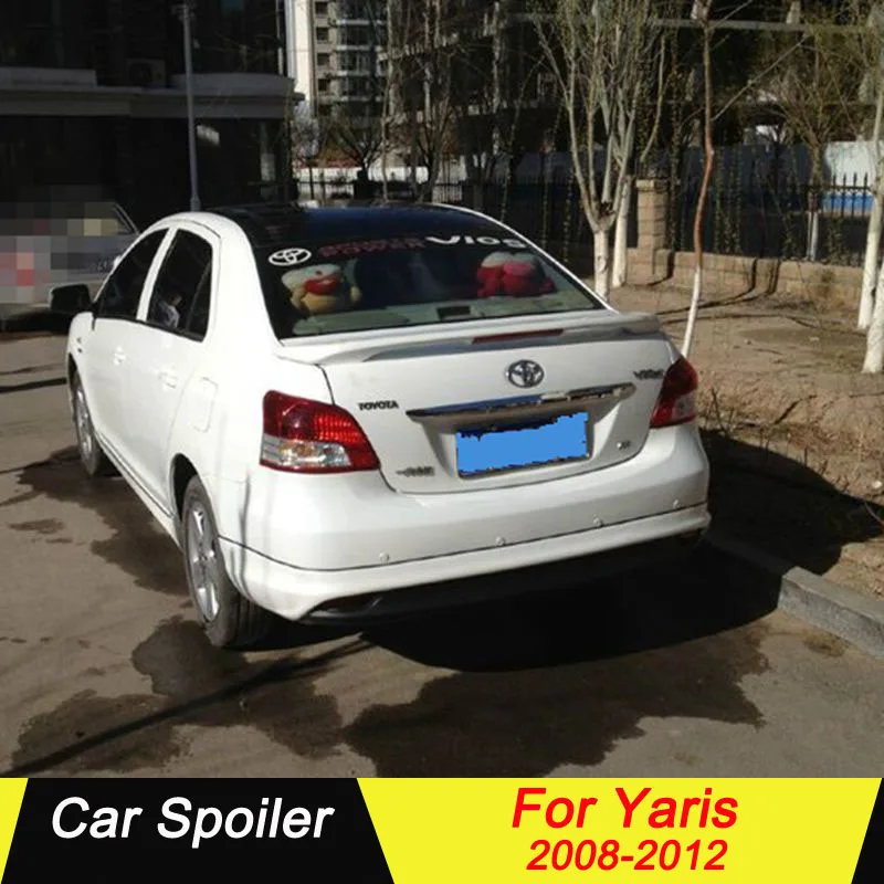 Автомобильный задний багажник спойлер для Toyota Yaris 2008 2009 2010 2011 2012 ABS Пластик грунтовка Цвет украшение в виде хвостового крыла задний спойлер