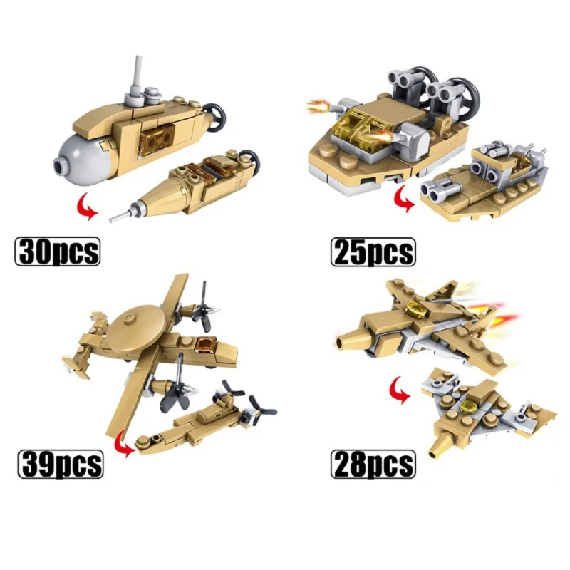 544PCS Tank Building Blocks Bricks Military Vehicles Compatible Legoe Weapons Brinquedo Menina Toys For Children 16 in 1