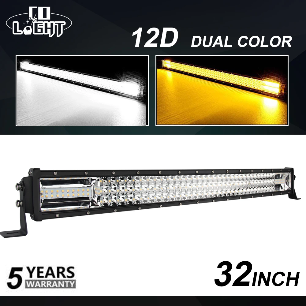 

CO LIGHT 3-Row 32" 405W Curved LED Light Bar 12D Offroad Led Bar Spot Flood Beam Led Work Light Bar 12V 24V for Jeep ATV Tractor