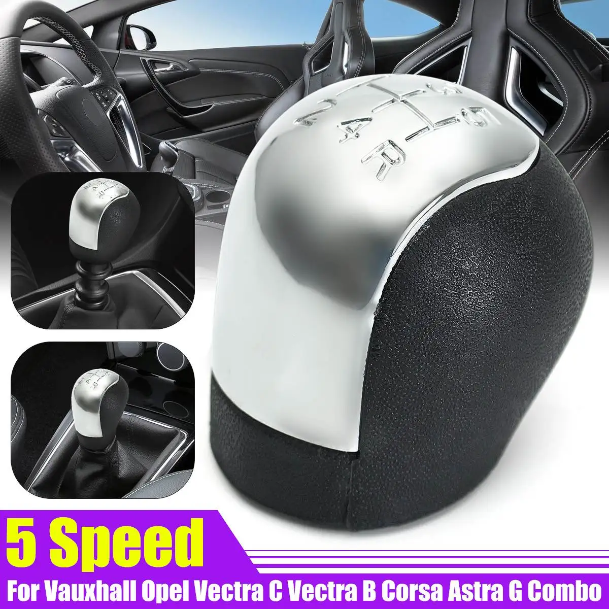 

1PC Chrome 5 Speed Car Gear Shift Lever Knob For Vauxhall For Opel Vectra C/B Corsa Astra G Combo 2002 2003 2004 2005