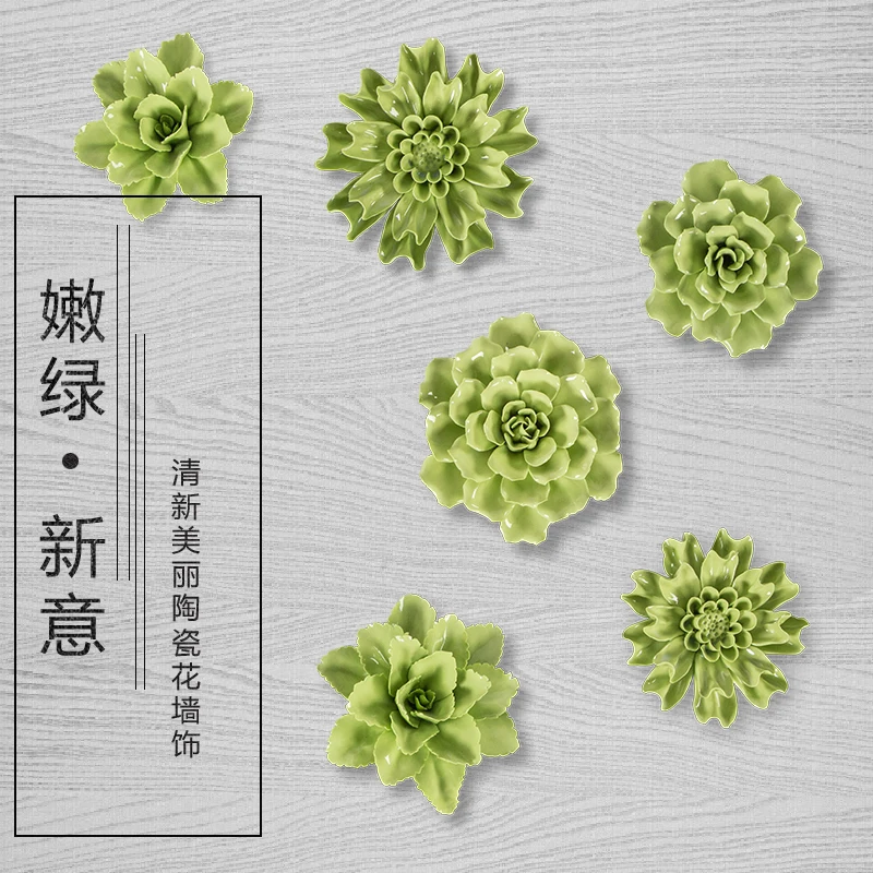 

Wall Green Flowers Decorative Wall Flower Dishes Porcelain Decorative Plates Vintage