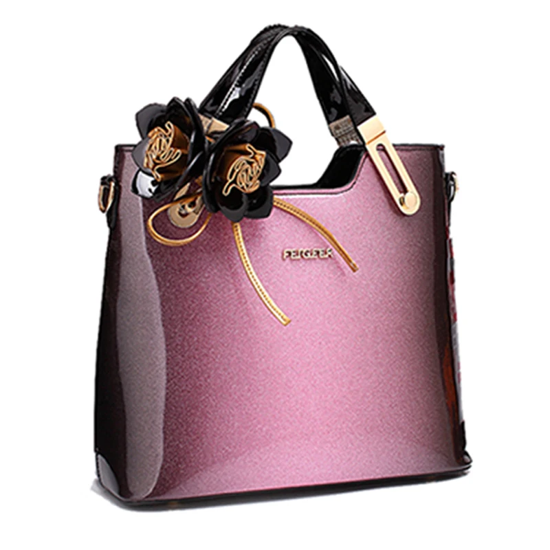 Beste 2020 Nieuwe Vrouwen Patent Lederen Handtassen Designer Hoge Kwaliteit Vrouwen Messenger Bag Luxe Dames Schoudertas Mode Bloemen Tote