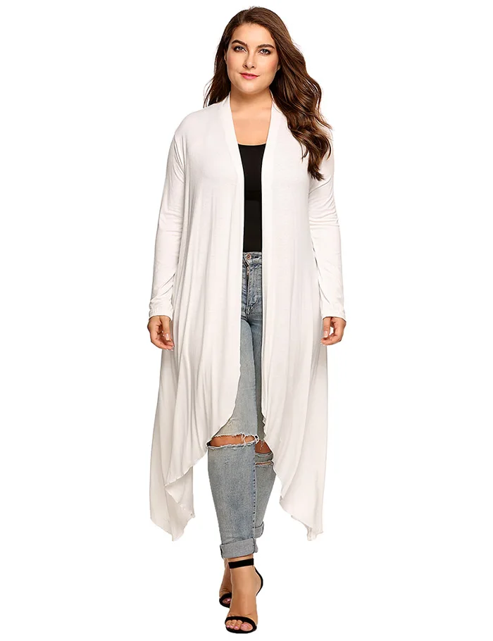 Women Cardigan Jacket Plus Size Autumn Open Front Solid Draped Lady Large Long Large Sweater Big Oversized L-5XL