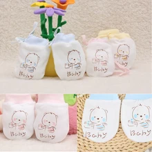 Милые теплые хлопковые Варежки Унисекс для новорожденных, мягкие дышащие перчатки с защитой от царапин