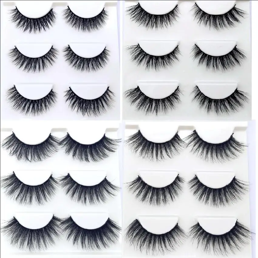 

2018 NEW 3 Pairs mink eyelashes natural long makeup false eyelashes 3d mink lashes 1cm-1.5cm eyelash extension faux lashes