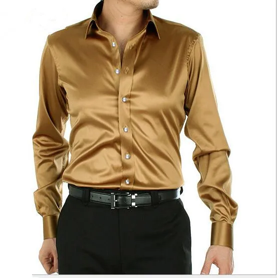 Size : S XXXXXL 2018 spring autumn New style men long sleeve silk shirt ...