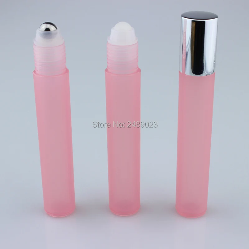 

15 ml High Quality Refillable Bottles with Stainless Steel Roller Balls Set of 10 for Essential Oils Perfumes (pink)