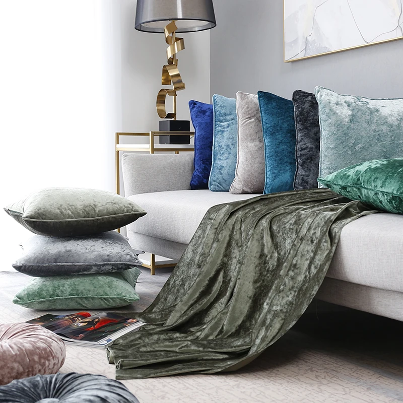 Мягкие подушки, цвет зеленый, синий, слоновая кость, черный, серый, ледяной плюш, твердая наволочка с бахромой, домашняя декоративная 50x50 см для дивана, кровати, стула