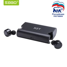 Sago X1T/X2T mini wireless earphone noise canceling headphone bluetooth headset with 1500mAh power bank box for iphone 8/android