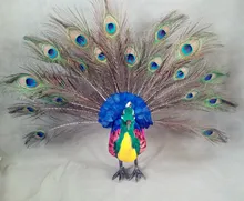 large 42x50cm beautiful peacock model polyethylene furs handicraft Figurines Miniatures home decoration toy gift a2903