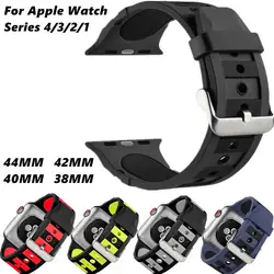 Мягкие силиконовые спортивные ремешок для Apple Watch 4/3/2/1 браслет каучуковый ремешок для IWatch серии 44/42/40/38 ремешок для наручных часов mm