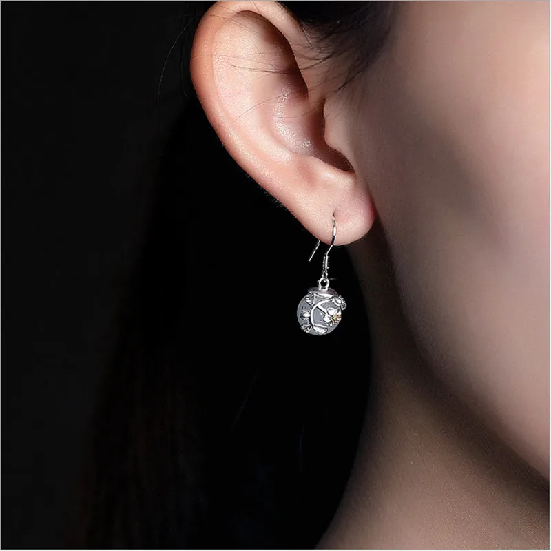 Серьги из серебра 925 пробы с цветами женские экзотические серьги ручной работы