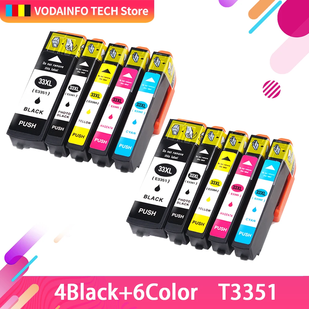 

10PK 33XL Compatible ink cartridge for Epson XP-530 XP-630 XP-830 XP-635 XP-540 XP-640 XP-645 T3351 T3361 T3357