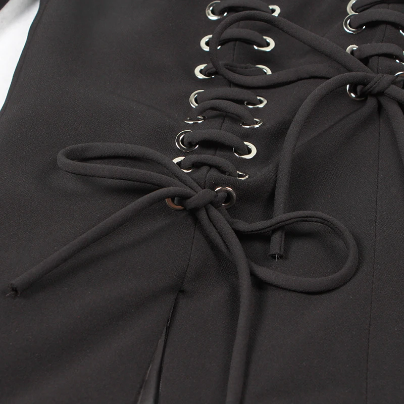 VGH Autumn Elegant Blazer For Women Lapel Collar Long Sleeve Bandages Split Slim Black Coat Female Fashion Clothes New