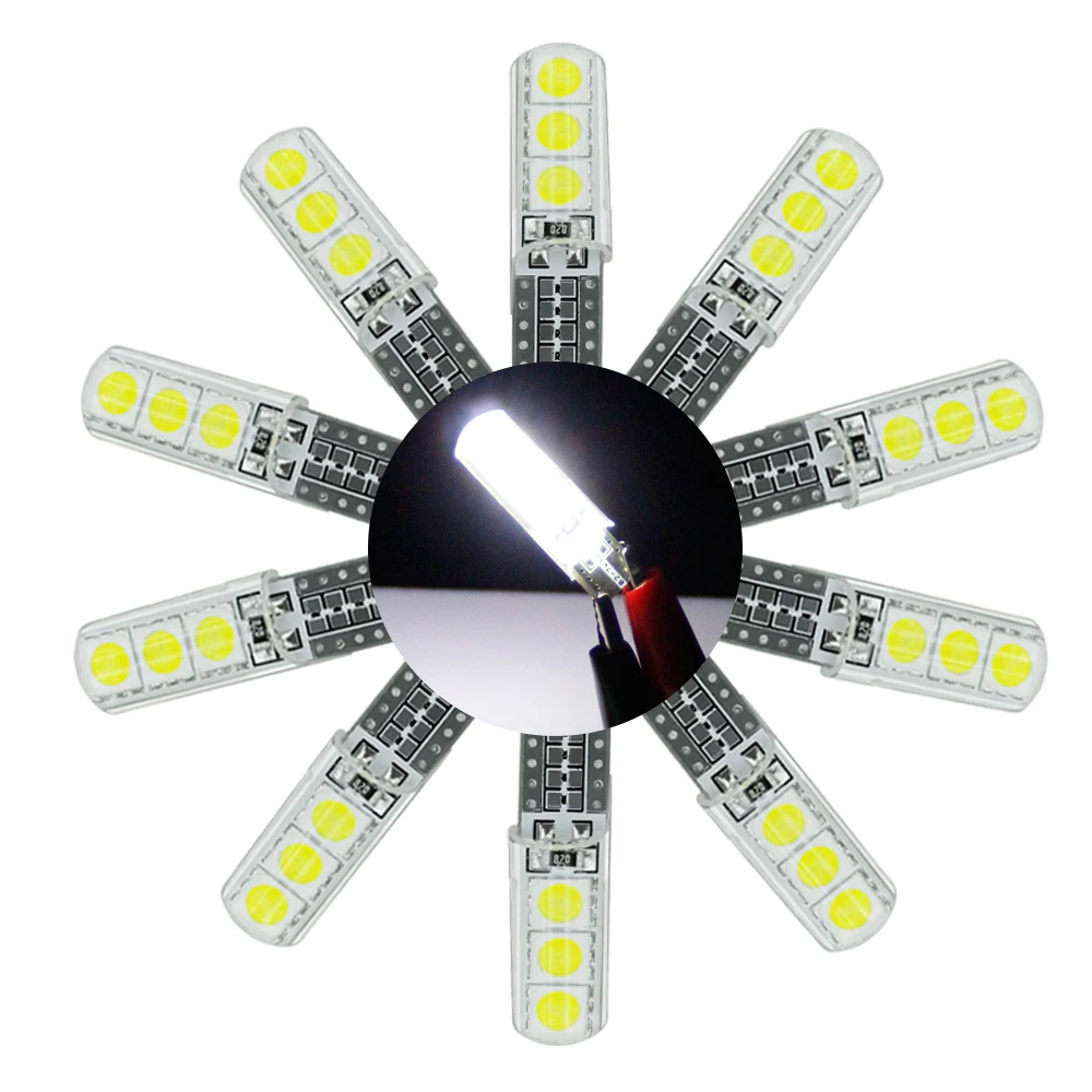 10 шт. 6000K автомобильные аксессуары T10 5050 6SMD W5W 194 дверные внутренние габаритные