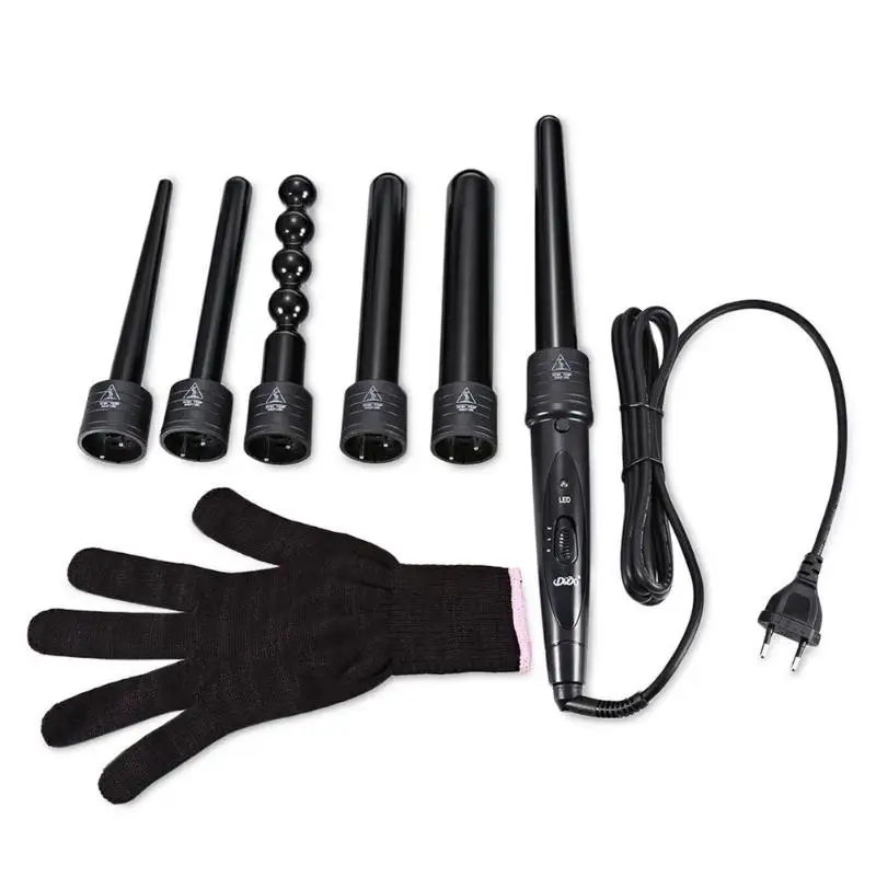 

6 In 1 Hair Curler Ceramic Curling Wand PTC fever Electric Hair Curler 6 Parts Clip Curling Iron Hair LED display Styling Tool