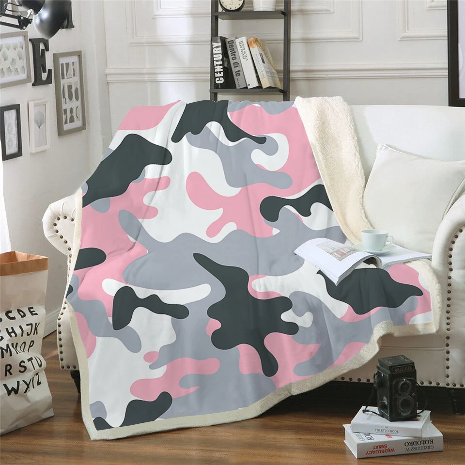 Camo Camouflage Microplush Fleece Throw 50/" x 60/" Velvety Soft