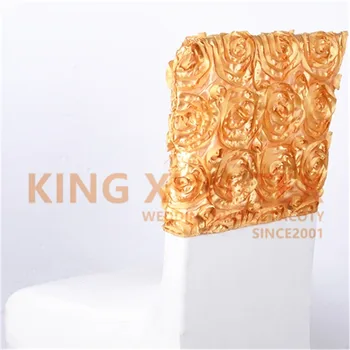 

New Design Satin Rose Chair Cap Hood For Spandex Chair Cover Wedding Dining Event Hotel Party Decoration