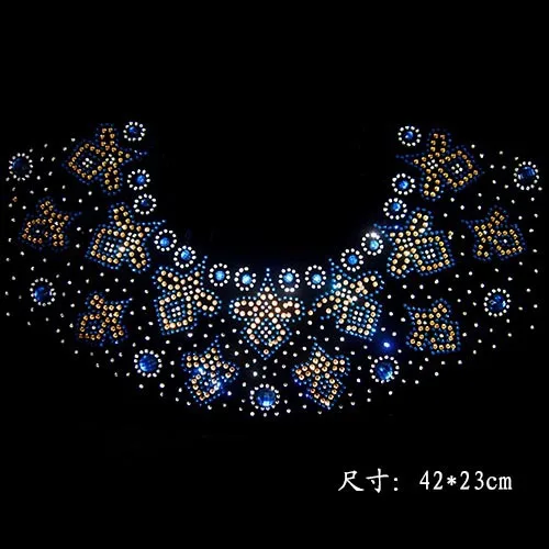 2pc/lot Sweater Neckling designs iron on transfer hot fix rhinestone motif strass | Дом и сад