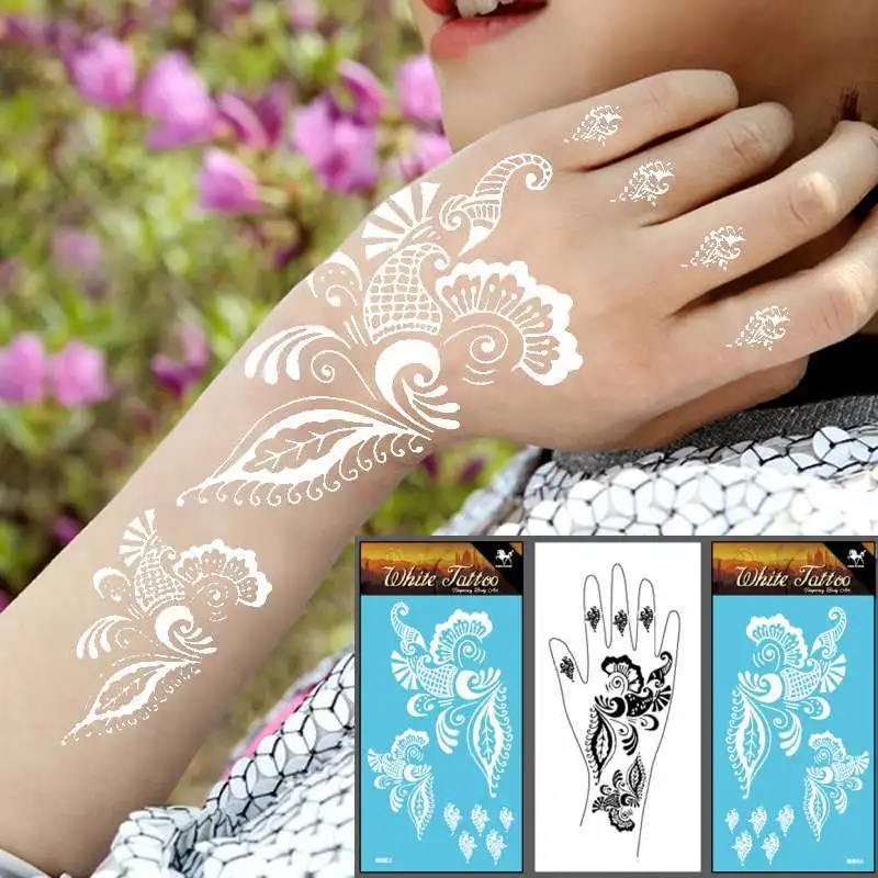 120pairs=240pcs Temporary White Henna Tattoo for Hands