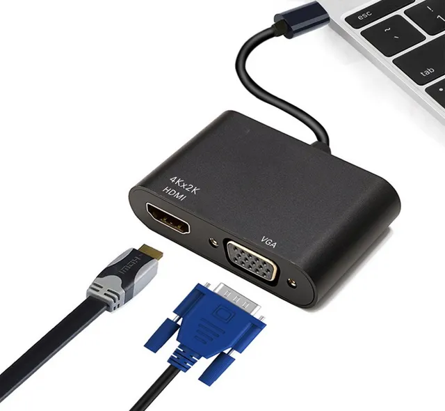 Laptop with HD display projector line type c to hdmi/vga two in one