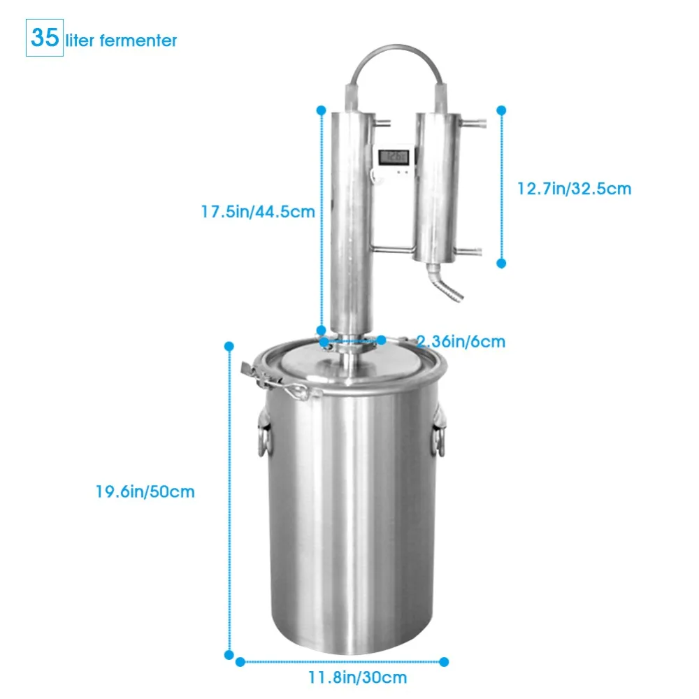 DIY алкогольный дистиллятор домашний 12л/20л/35Л Самогонный дистиллятор пивоваренный набор из нержавеющей меди для вина, пива, виски, набор для пивоварения эфирное масло