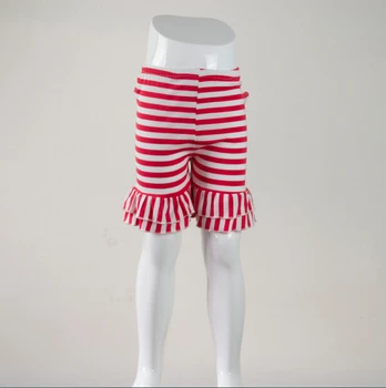 

popular toddler baby chicken design shorts cotton double ruffle girls in cheap price stripe bottom shorts