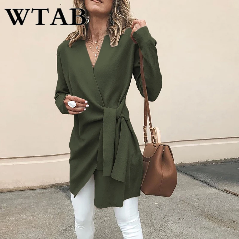 WTAB causual coat women 2018 new thicken autumn winter jacket v-neck slim Outerwear female Coats belt veste femme befree clothes