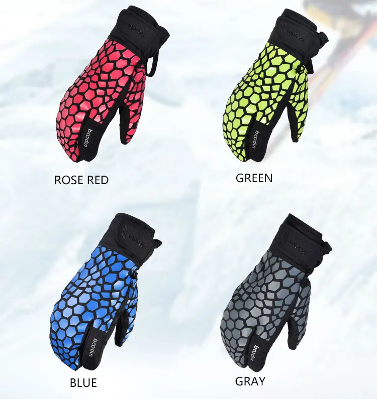 Boodun профессиональные лыжные сохраняющие тепло и водонепроницаемые перчатки полный палец Спорт на открытом воздухе мужские женские дышащие противоскользящие сенсорные перчатки