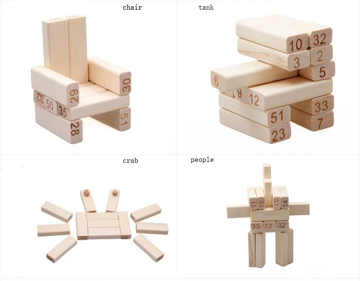 51 шт./компл. качества бук Деревянная Башня деревянные строительные блоки Дженга домино игровой игрушки для детей подарок развивающие игрушки