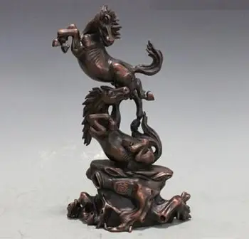 

Chinese Pure Bronze Copper Amaze Two Horse Home FengShui Decor Statue