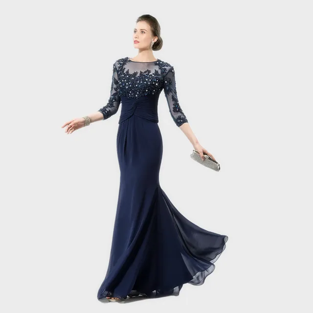 navy azul de la madre de la novia vestidos para fiesta de la boda