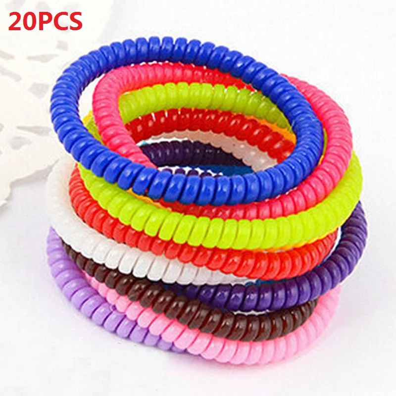 hair clips 20 PCs Super Thin Elastic Hair Ropes Girl Rubber Telephone Wire Style Hair Ties Plastic Ropes Ponytail Holder Hair Accessories Women's Hair Accessories Hair Accessories