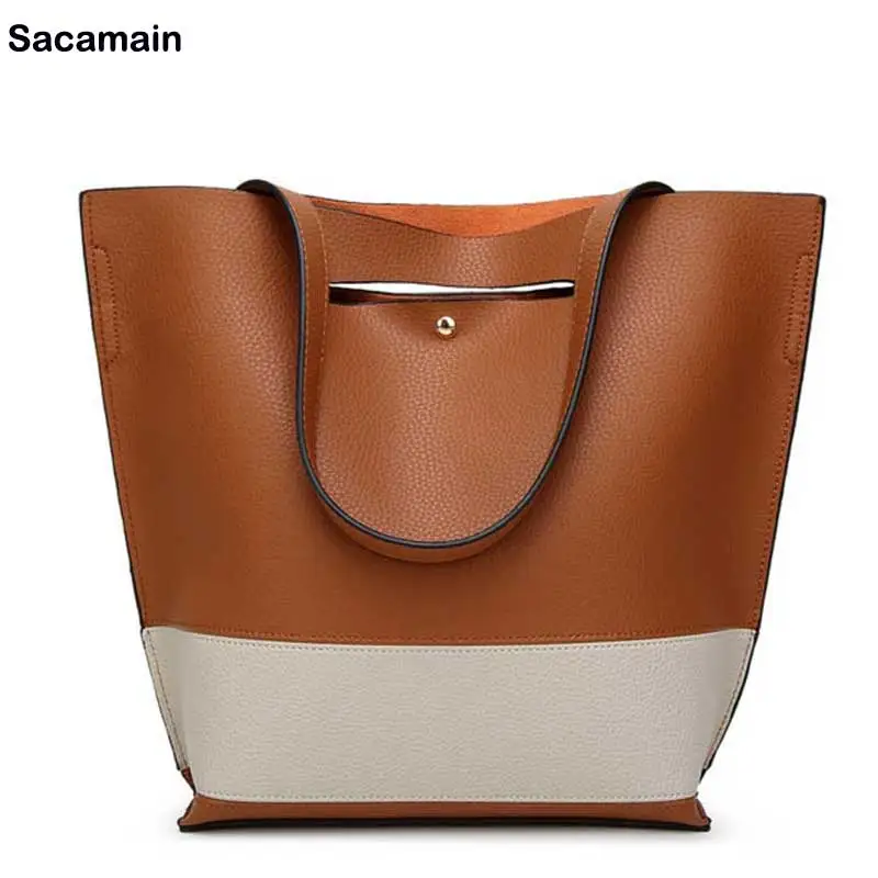 

2017 New Patchwork Color Sweet Ladies Bucket Shoulder Bag Fashion Women Messenger Bag Casual Ladies Purse Clutches Bolsas