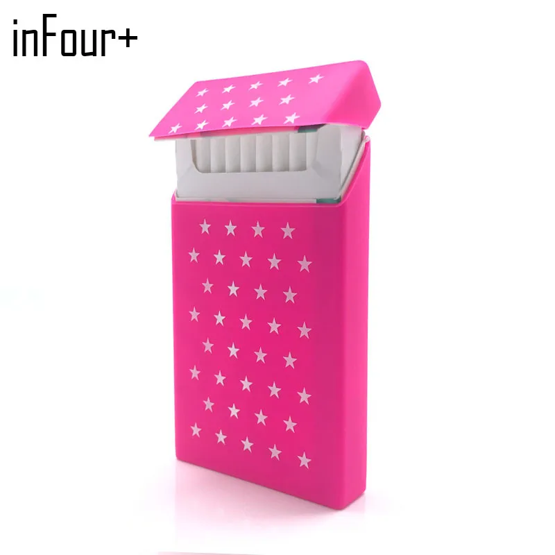 

Pink Stars 10.5*5.8*1.4CM Silicone Lady Slims Cigarette Case Smoking Accessories 20 Cigarettes Box Cigarette Holder Tobacco Box