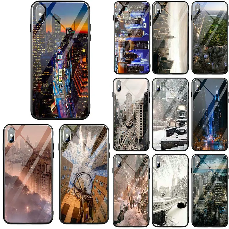 

Phone Cases for iPhone 5 5S SE 8 7 6 6s Plus X XR XS Max Plants Fashion Tempered Glass Rubber Cover New York City Ny Scenery