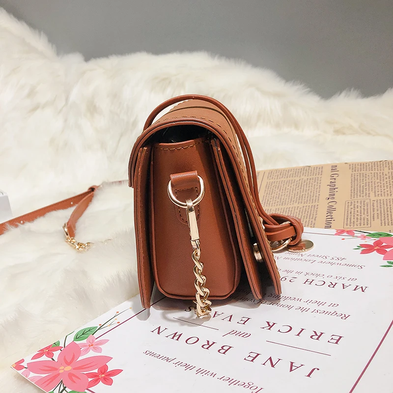 2019 новая однотонная сумка через плечо из ПУ материала дикая мессенджер с