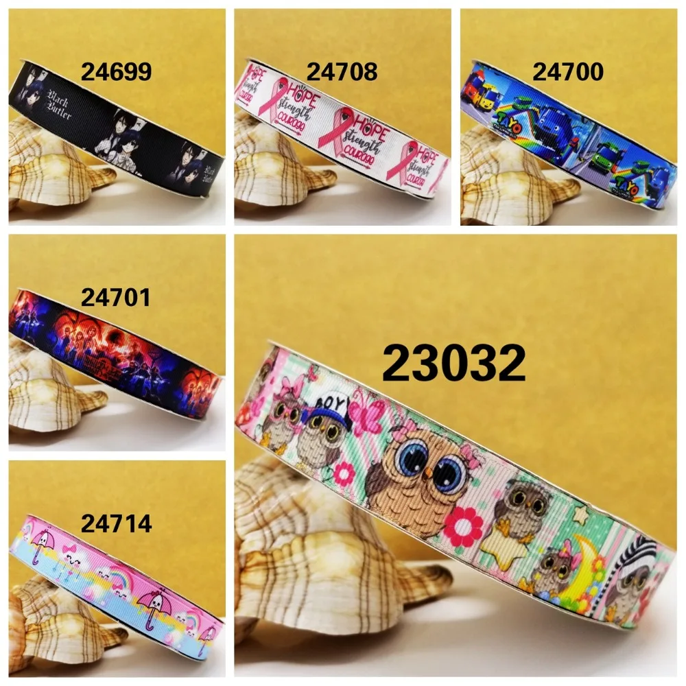 

Cartoon printed grosgrain ribbon ,satin ribbon 10 yards . 23032-