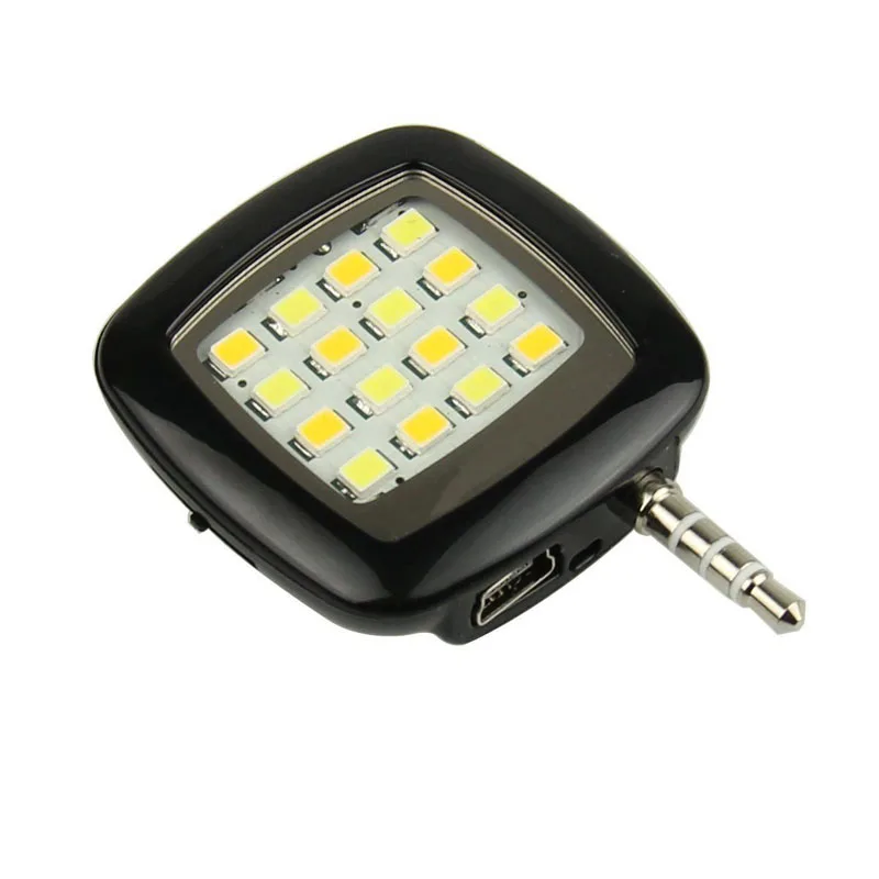 

Mini LED Fill Light Portable 16 Spotlight Selfie Flash Lights 3.5mm Jack Plug for iPhone Android Smart Phones HSJ-19