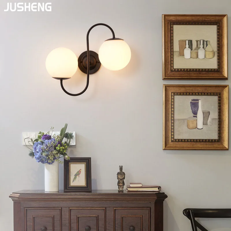 JUSHENG retro simple creative wall lamp living room bedroom TV background wall foyer corridor wall lighting