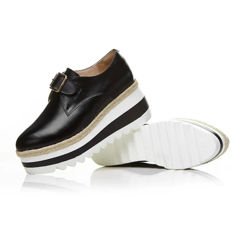 Vache Cuir Loisirs Chaussures vert Kriywen Parti En Femme Pompes Printemps Mujer Femelle Coins Boucle Zapatos Noir Lady forme Plate Femmes dwqqBfFSxE
