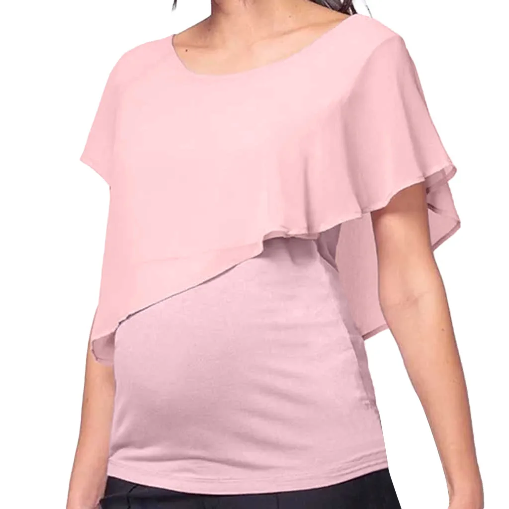 Maternity Clothes Women's Maternity Nursing Short Sleeve Tops Solid Breastfeeding T-Shirt Ropa Embarazada Pregnant Clothes 2019 Maternity Clothes Women's Maternity Nursing Short Sleeve Tops Solid Breastfeeding T-Shirt Ropa Embarazada Pregnant Clothes 2019