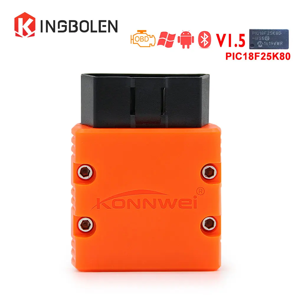 

KONNWEI KW902 Bluetooth ELM327 V1.5 Chip PIC18f25k80 OBDII Code Reader ELM 327 Diagnostic Tool Works On Android PC 16Pin Kw 902