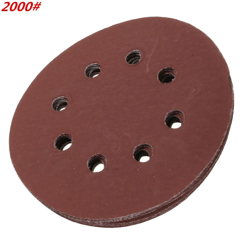 10pcs 125mm 5" Hook Loop Sanding Discs 8 Hole Sandpaper Pads Set 60Grit-2000Grit Sander Disc Abrasive Polishing Tools