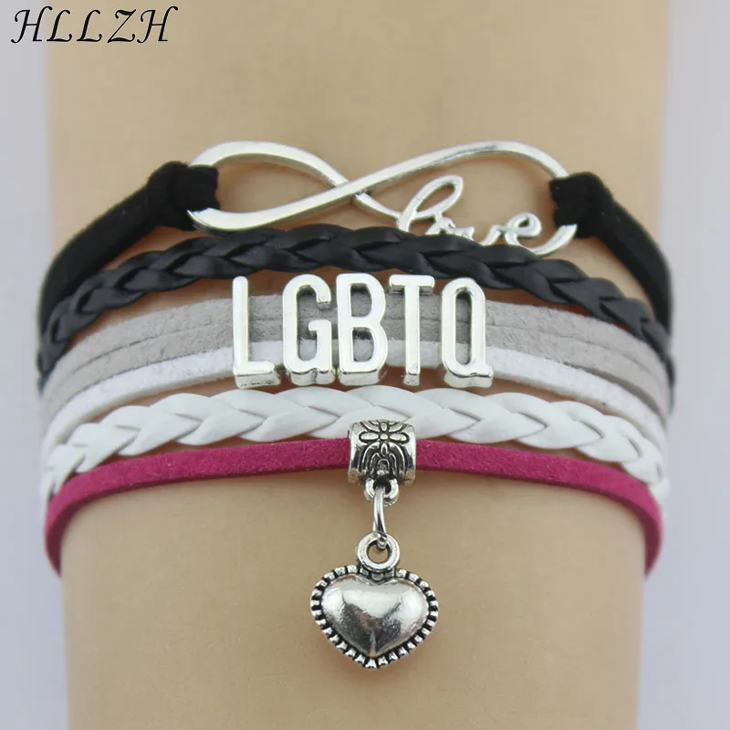 HLLZH Бесконечность любовь Lgbtq браслеты сердце очарование ручной работы плетеная