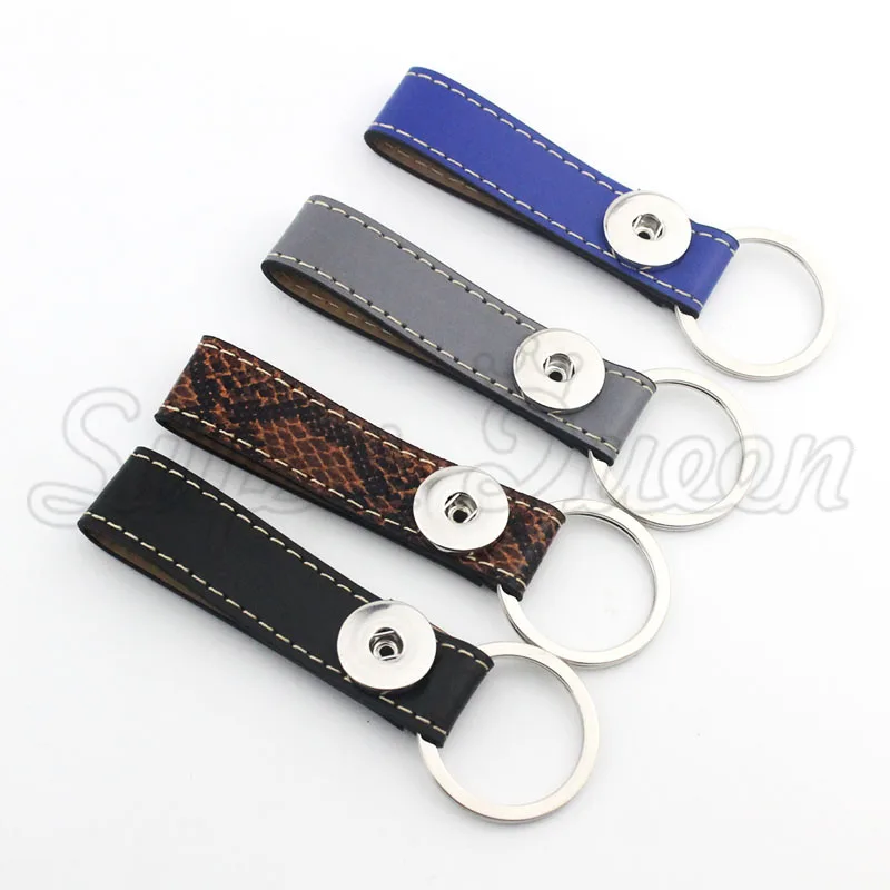 

4 colors 2016 Genuine Leather1 button 18mm snap button Keychain women's fashion DIY jewelry men's Keyring K235 one direction