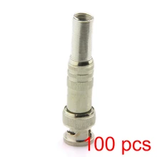 100x Solderless BNC Male Connector Plug to RG59 Coax Cable CCTV Coupler Adapter