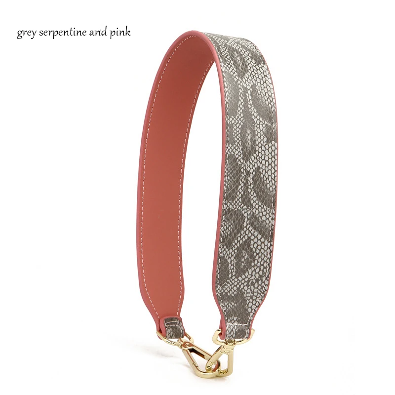 Новинка, модная короткая сумка из искусственной кожи, с панелями, с серпантином, на ремне, модная сумка, необходимые ремни, qn187 - Цвет: grey serpentine pink