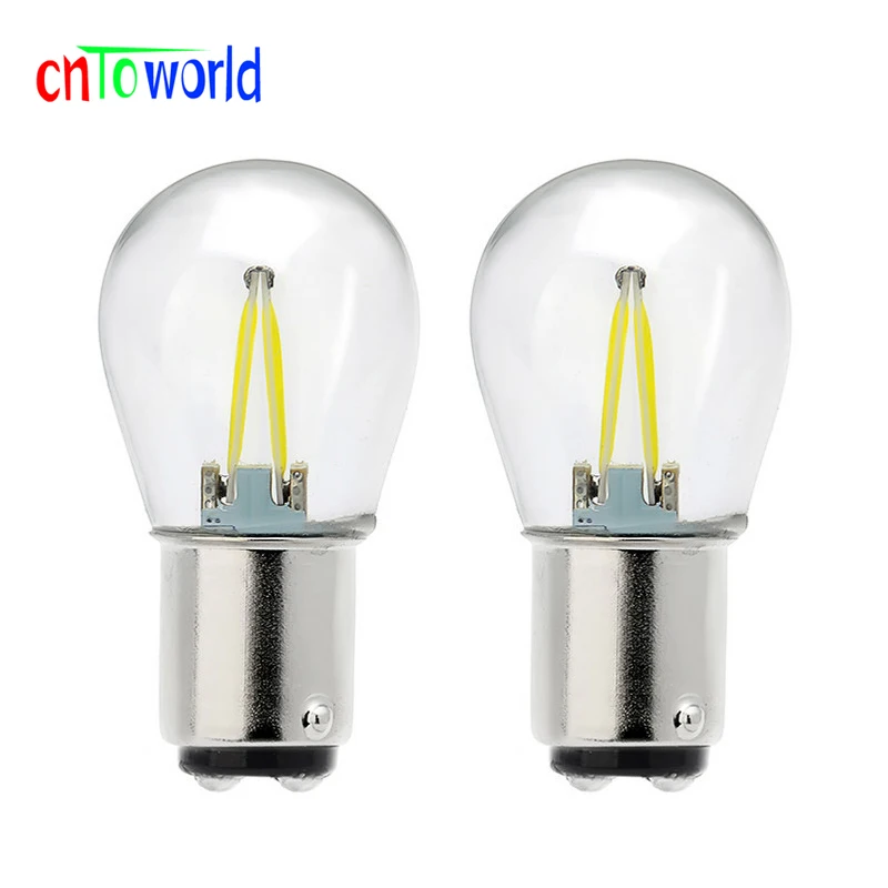 2x P21W светодиодный Ba15S 1156 нити Стекло COB Чип 1157 Bay15d автомобильный светильник